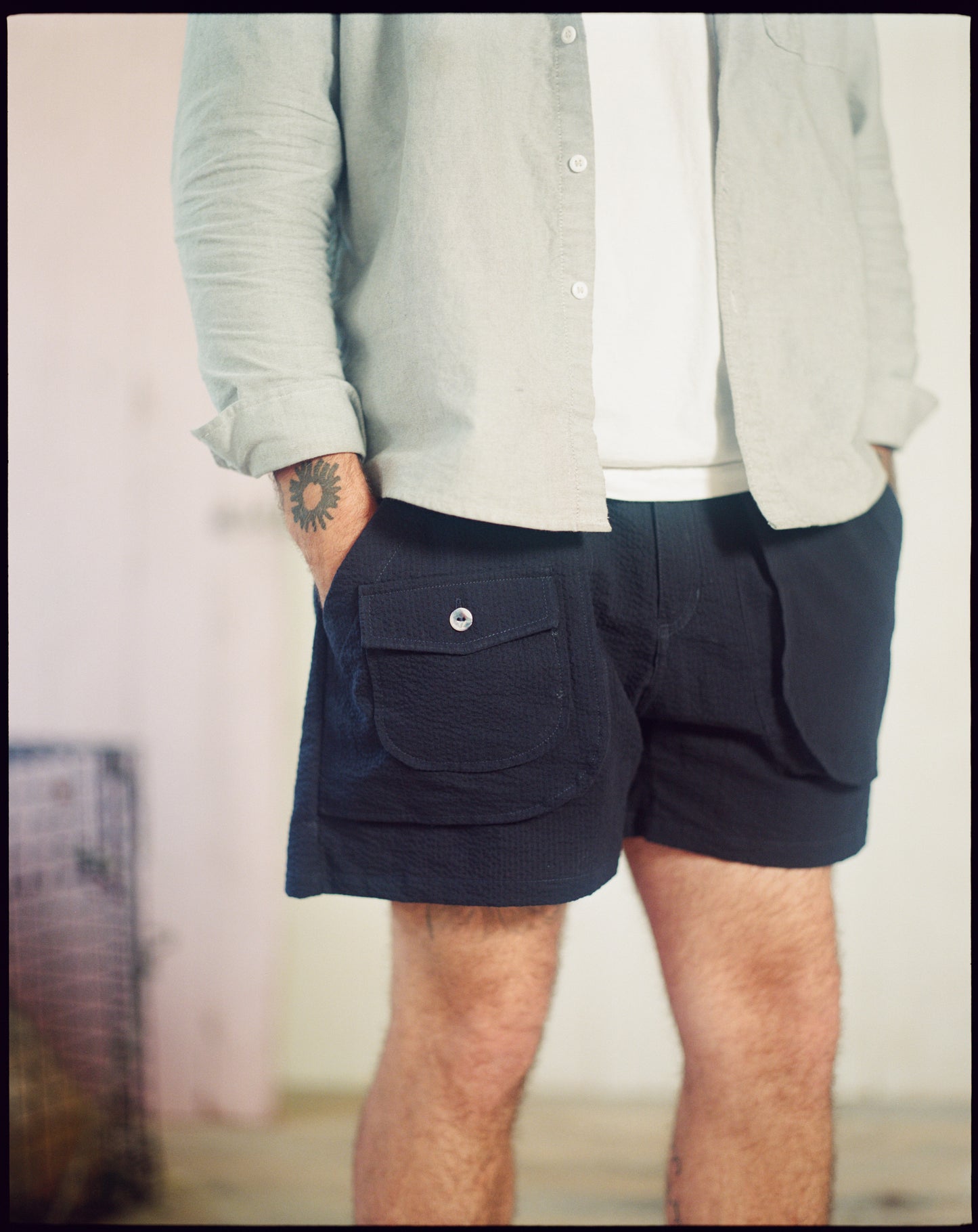 The Ram Island Shorts in Navy Seersucker