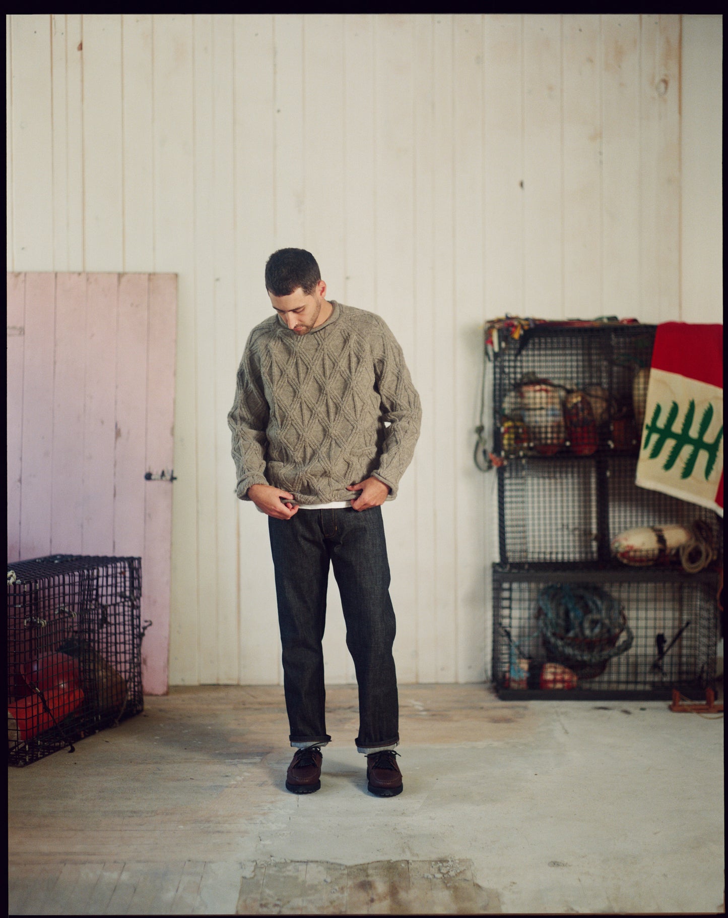 The Oysterman Sweater in Grey Shetland
