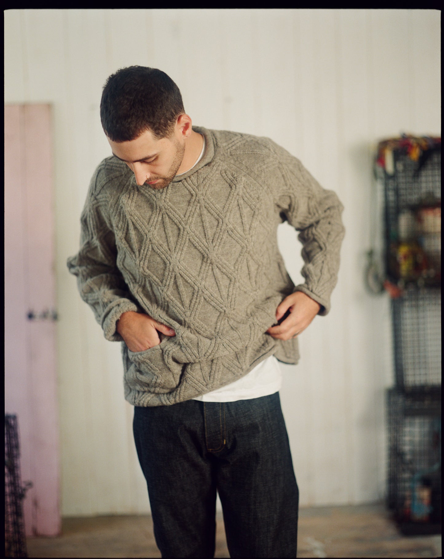 The Oysterman Sweater in Grey Shetland