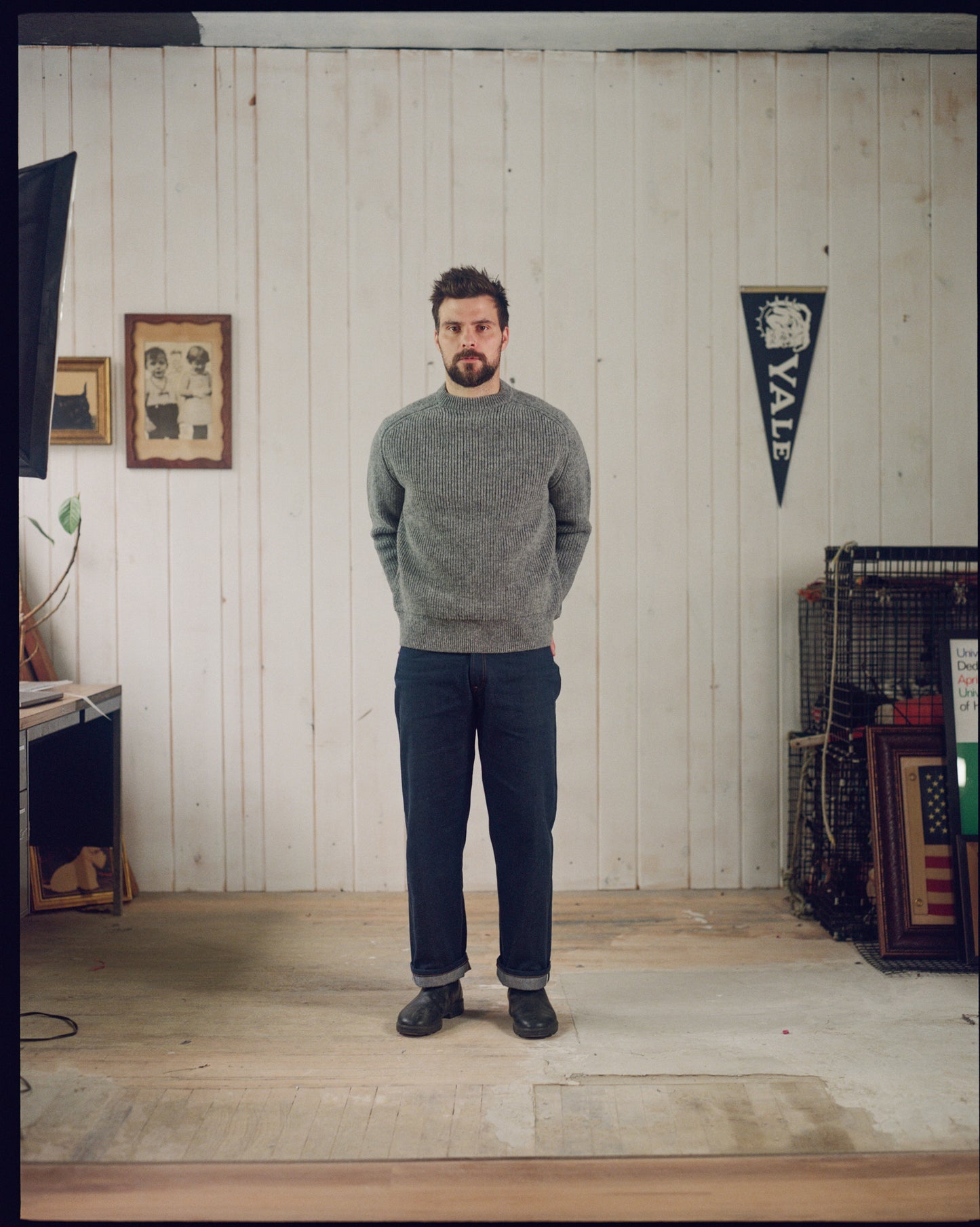 The Crawford Sweater in Gray Shetland