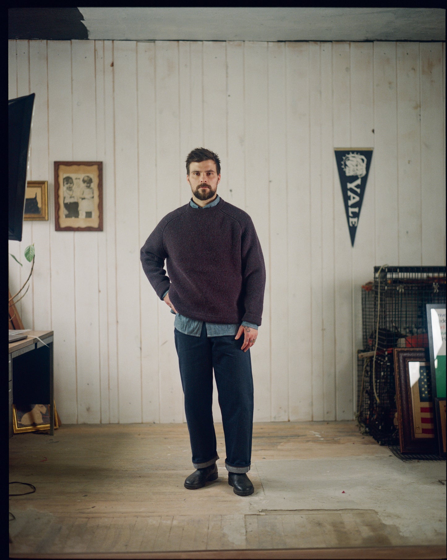 The Crawford Sweater in Plum Multi Shetland