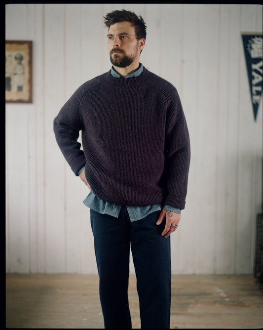 The Crawford Sweater in Plum Multi Shetland