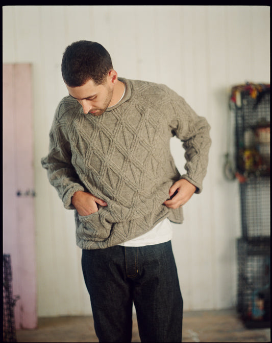 The Oysterman Sweater in Grey Shetland