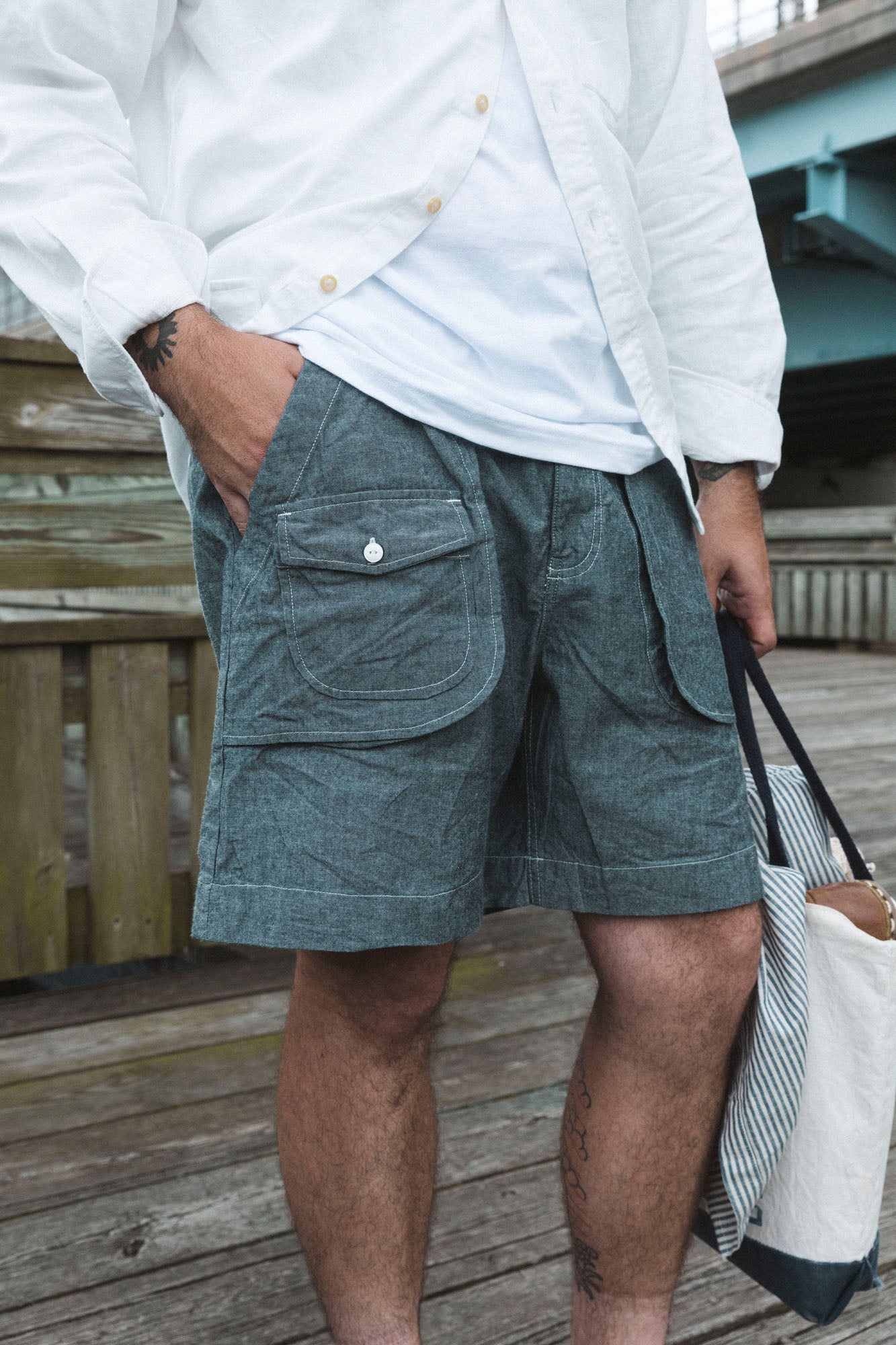 The Ram Island Shorts in Raw Chambray