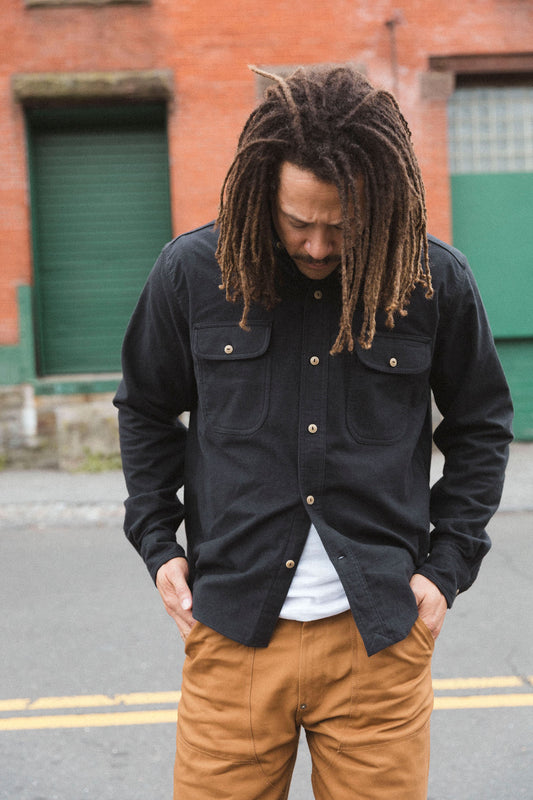 The Roebuck Shirt in Black Chamois