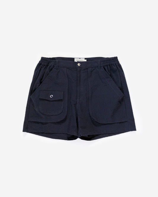 The Ram Island Shorts in Navy Seersucker