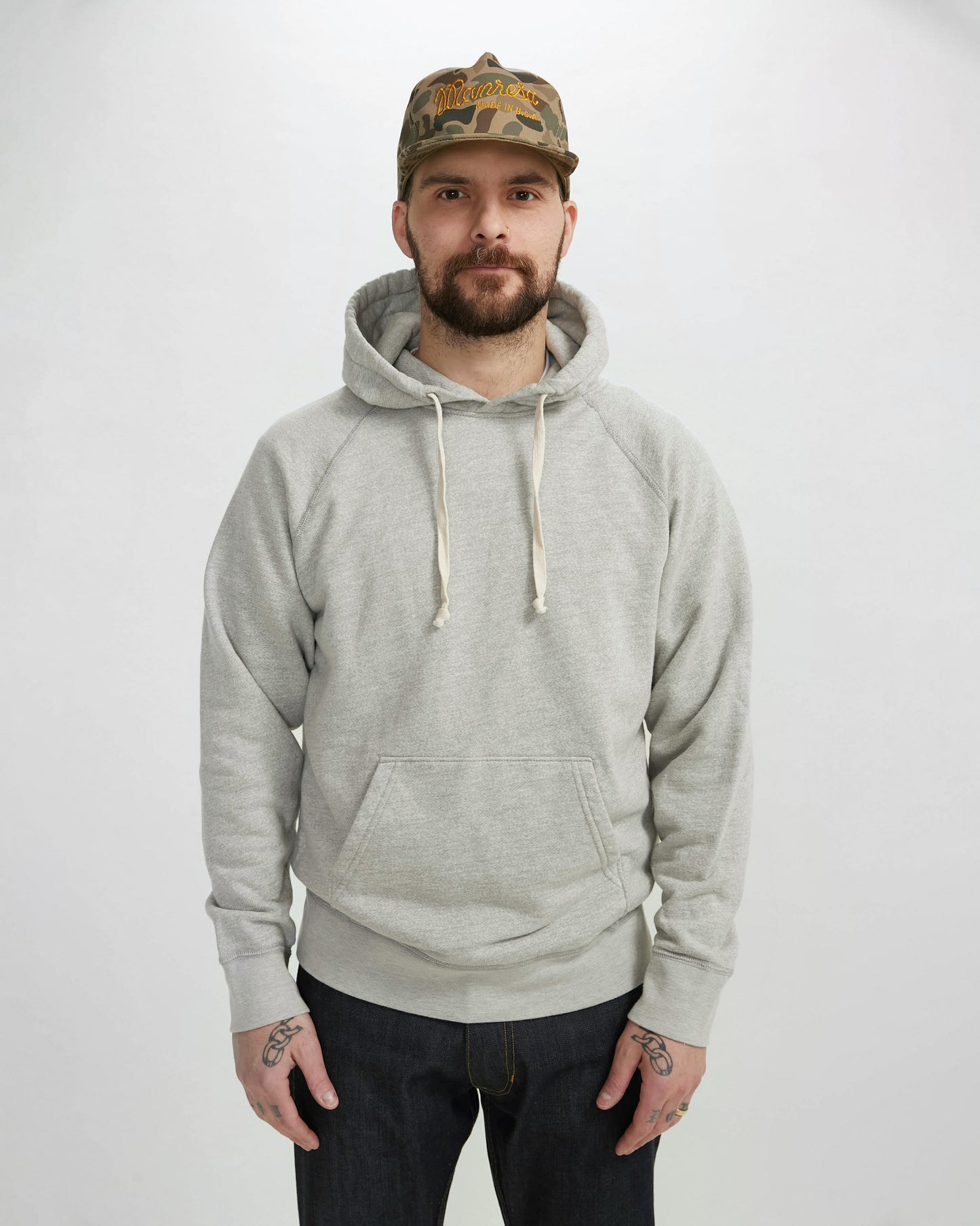 The BH Raglan Hoody in Ash